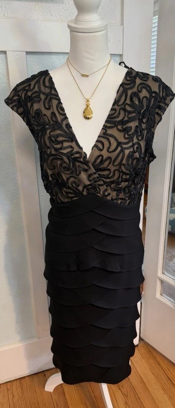 Jessica Howard Women's Cocktail Dress Black nude Formal Lace Size 14W